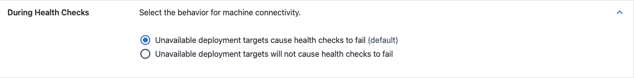 Unavailable deployment targets causing health checks to fail