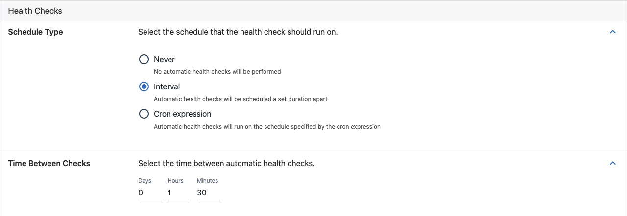 Health check schedule set to Interval