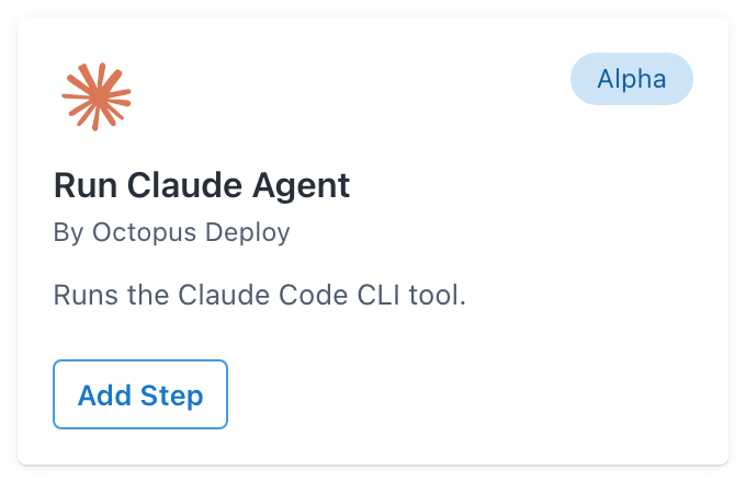 The Run Claude Agent step card in the step library